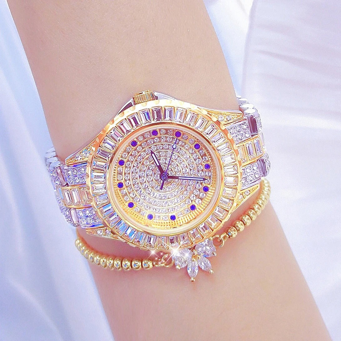 BS bee sister Women Diamond Watch Gold Stainless Steel Women's Bracelet Watches Luxury Brand Fashion Rhinestone Quartz Clock New