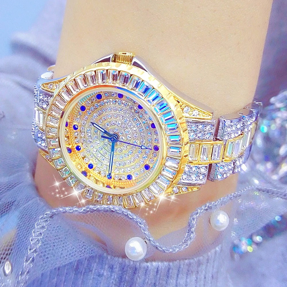 BS bee sister Women Diamond Watch Gold Stainless Steel Women's Bracelet Watches Luxury Brand Fashion Rhinestone Quartz Clock New