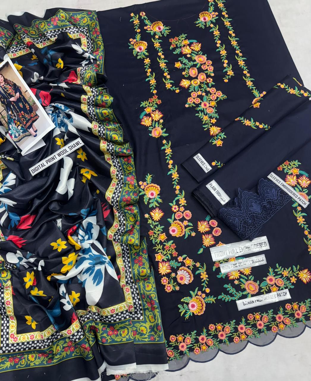 Aneelas Dhanak Emb Suit