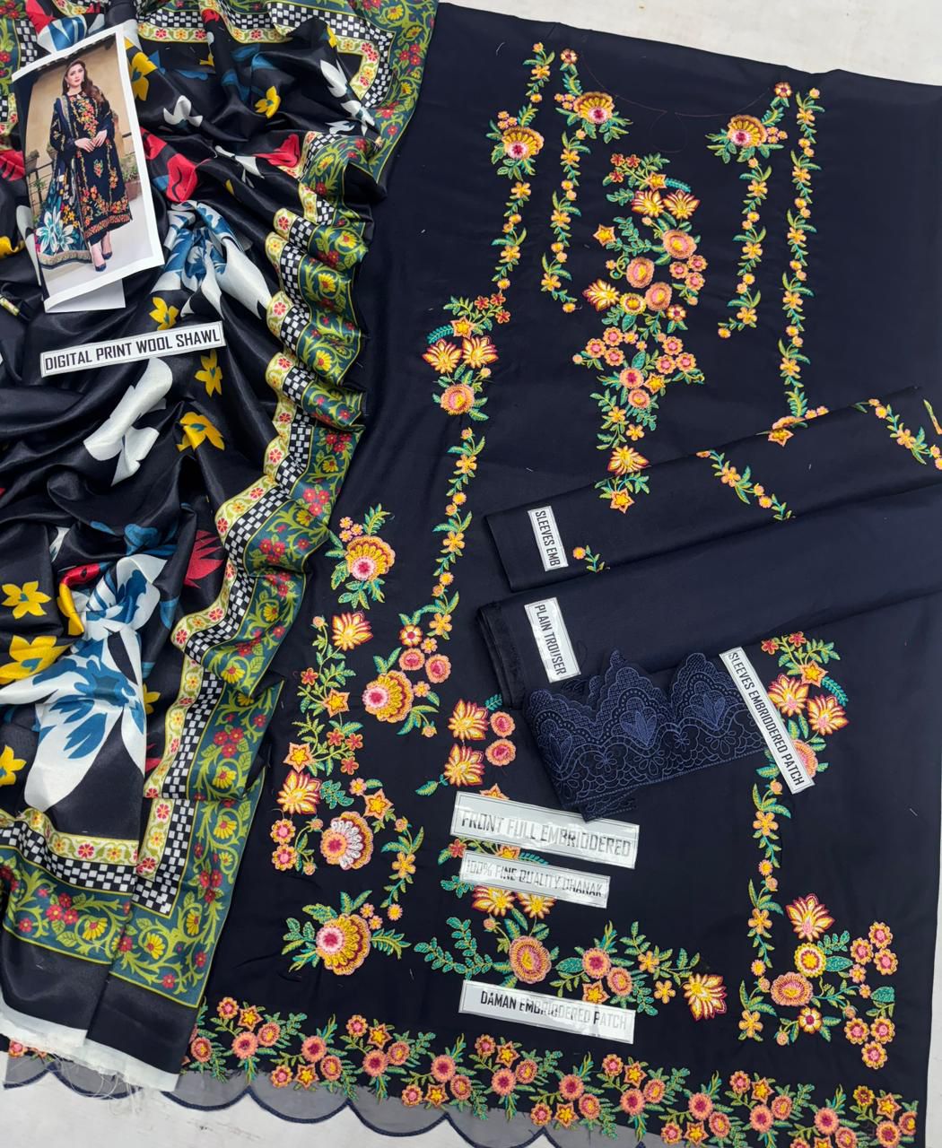 Aneelas Dhanak Emb Suit