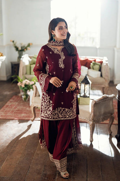 Azure Dhanak Embroidered Suit