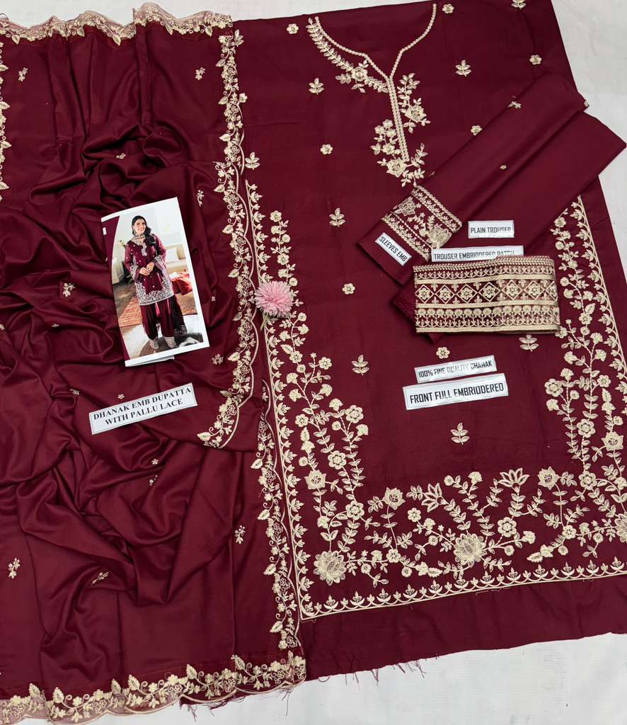 Azure Dhanak Embroidered Suit