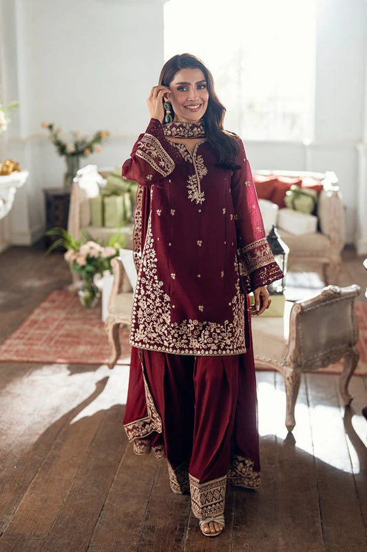 Azure Dhanak Embroidered Suit