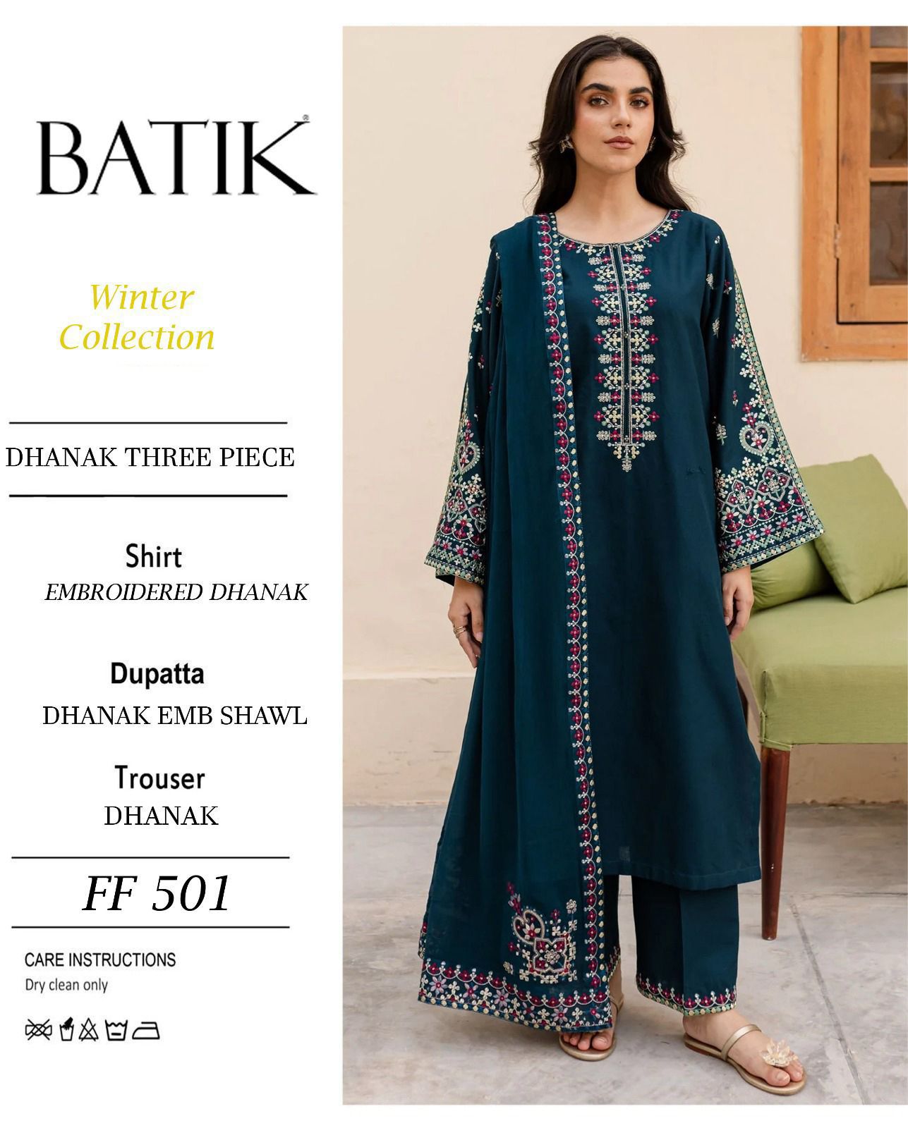 Batik Dhanak Embroidered Suit