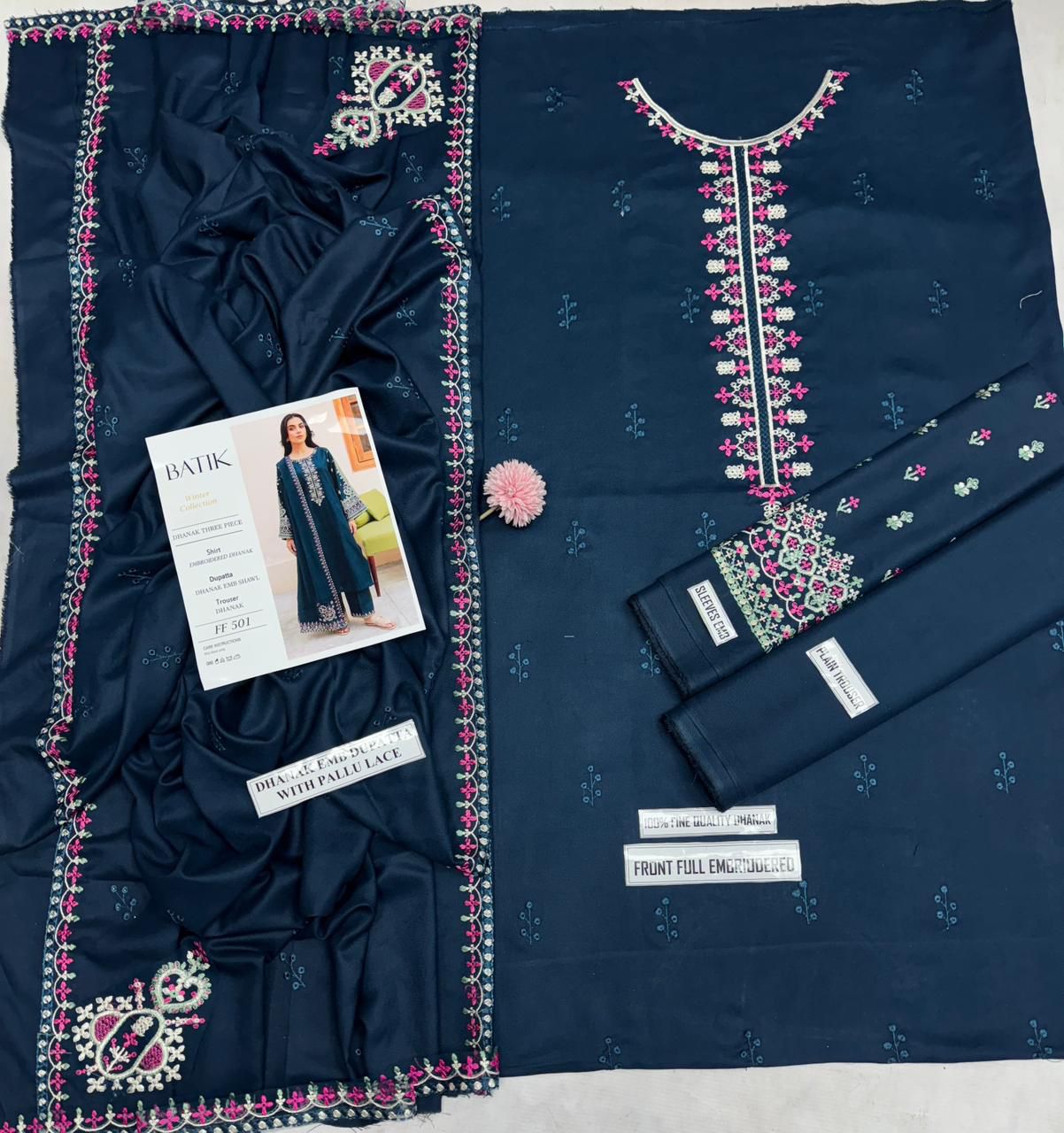 Batik Dhanak Embroidered Suit