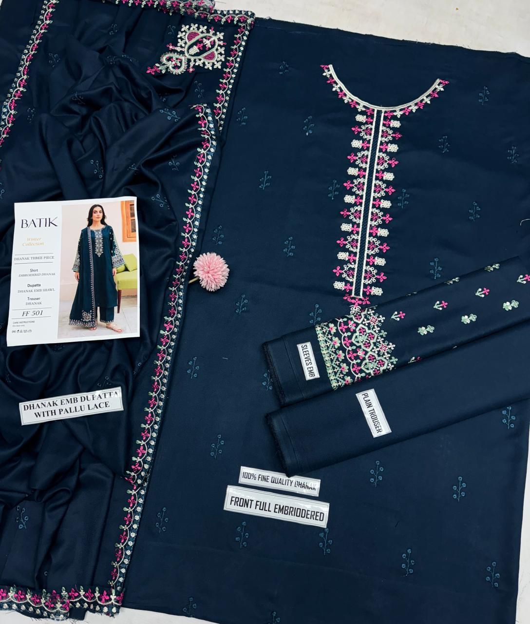 Batik Dhanak Embroidered Suit