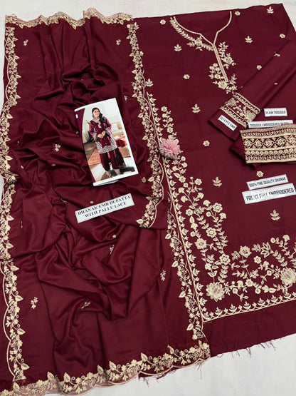 Azure Dhanak Embroidered Suit