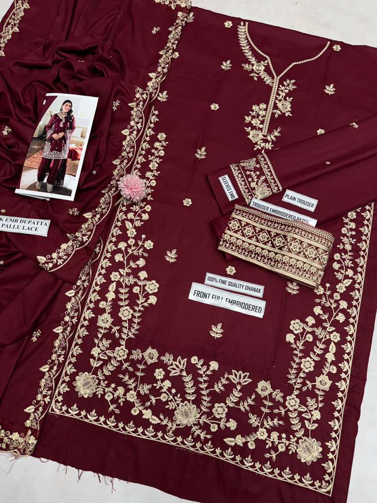 Azure Dhanak Embroidered Suit