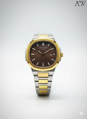 Silver & Golden Strap with Chocolate Dial