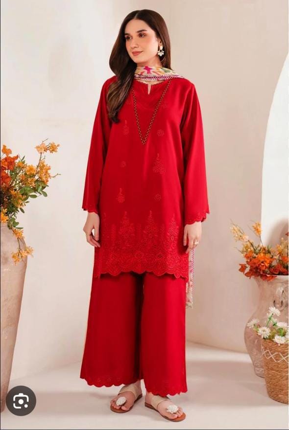 DHANAK 3PC EMBROIDERED CHIKANKARI