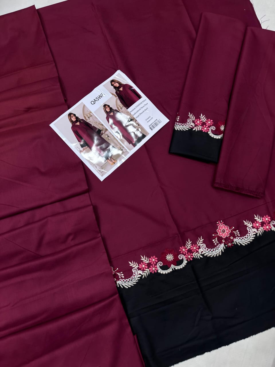 QASWA Winter Dhanak Collection 2025-26 – 3-Piece Embroidered Suit