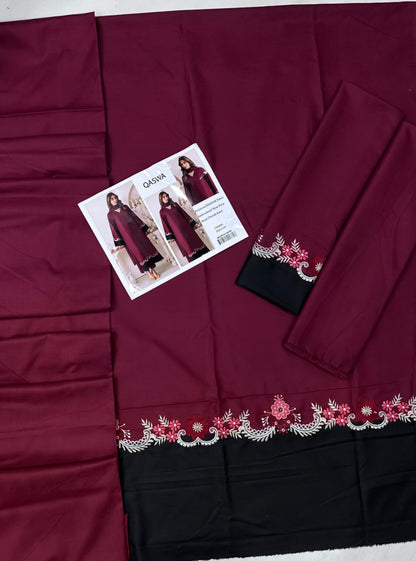 QASWA Winter Dhanak Collection 2025-26 – 3-Piece Embroidered Suit