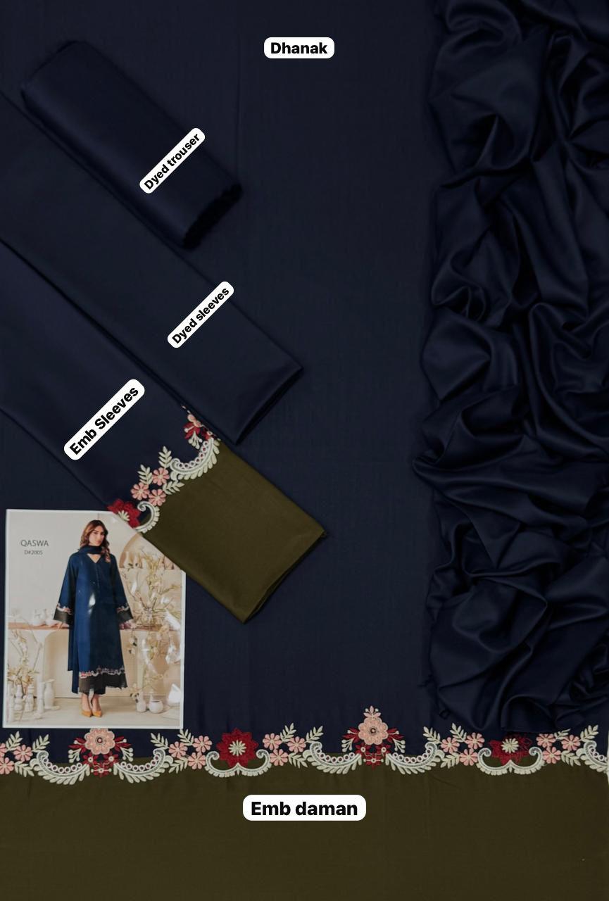 QASWA Winter Dhanak Collection 2025-26 – 3-Piece Embroidered Suit