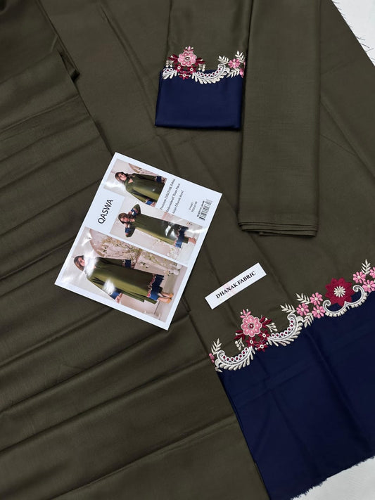 QASWA Winter Dhanak Collection 2025-26 – 3-Piece Embroidered Suit