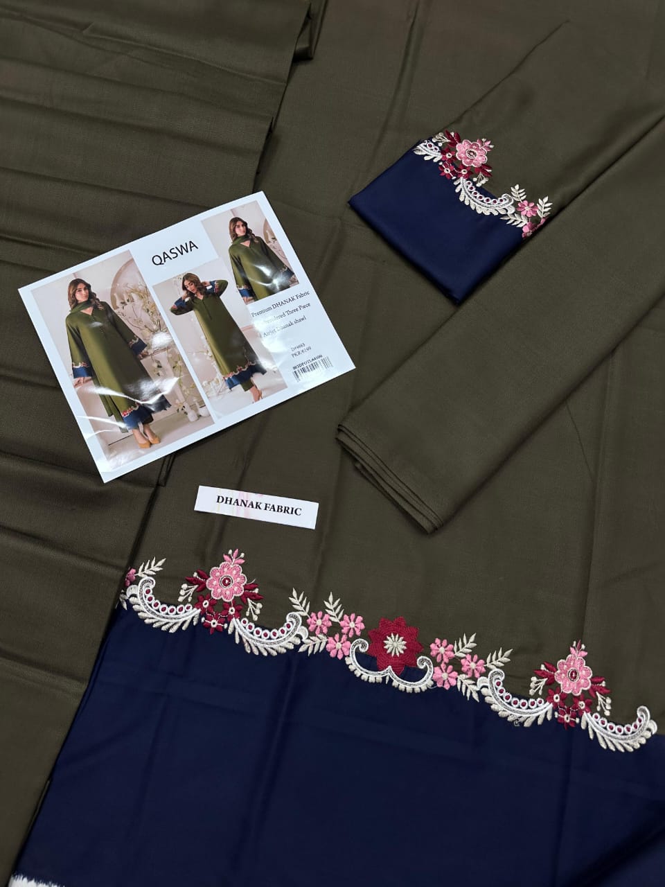 QASWA Winter Dhanak Collection 2025-26 – 3-Piece Embroidered Suit