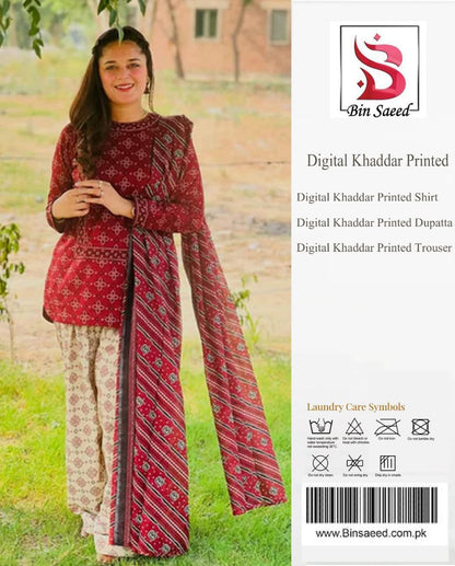 Bin Saeed Khaddar 3PC Suit