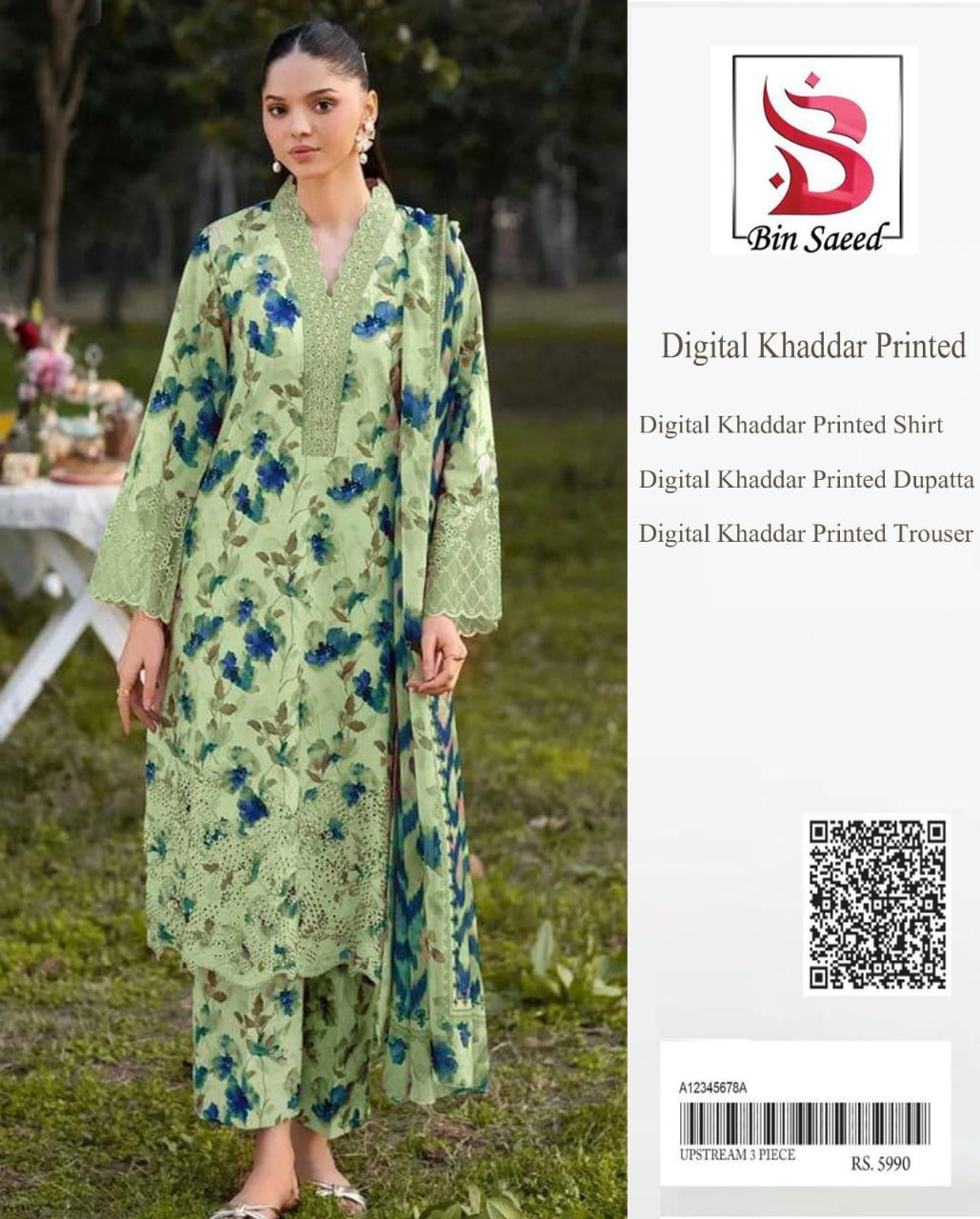Bin Saeed Khaddar 3PC Suit