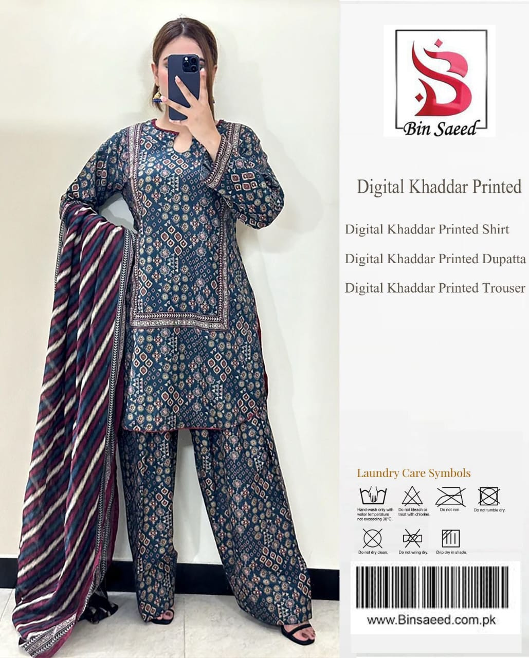 Bin Saeed Khaddar 3PC Suit