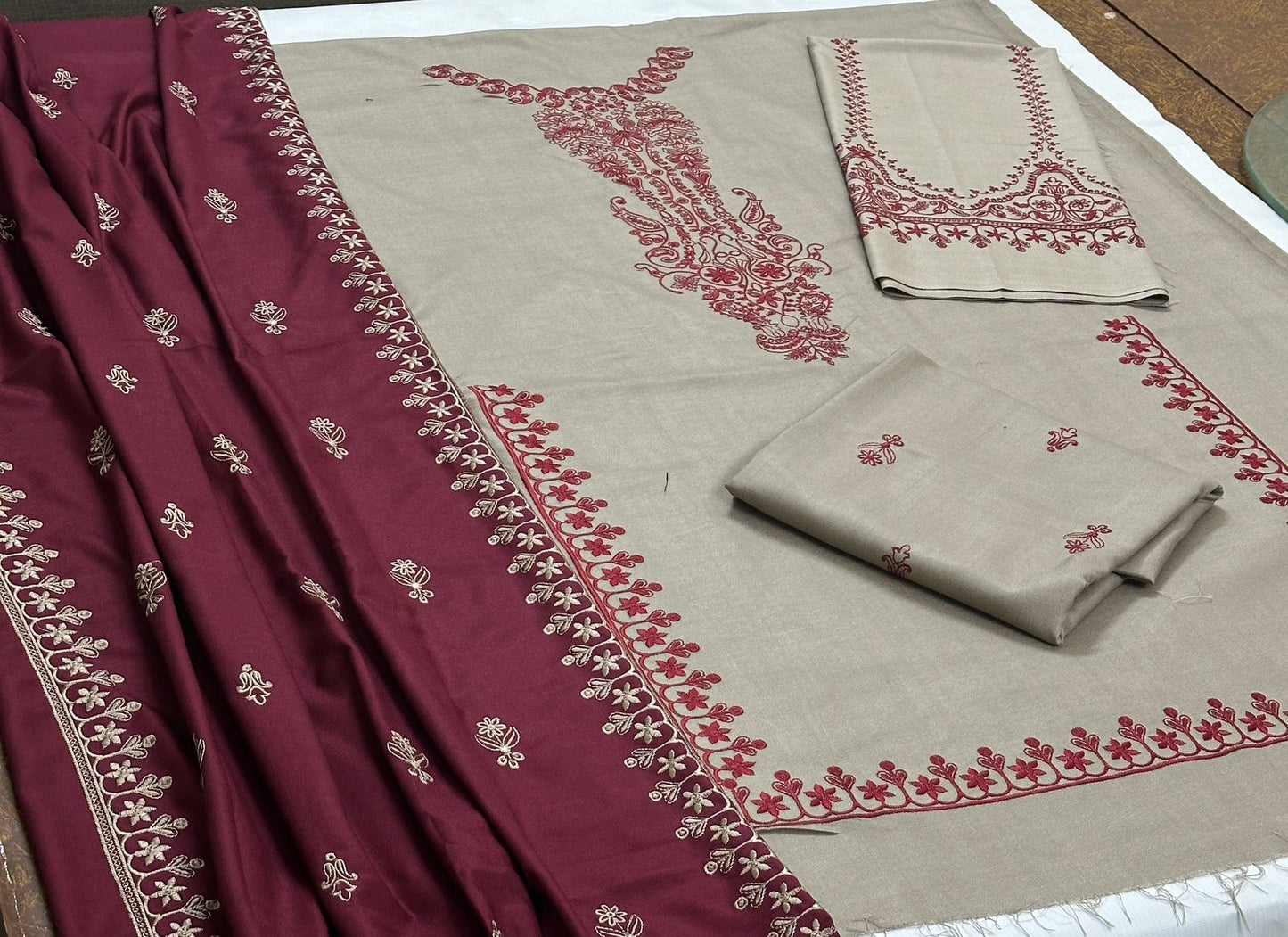 Baroque Dhanak Emb Suit