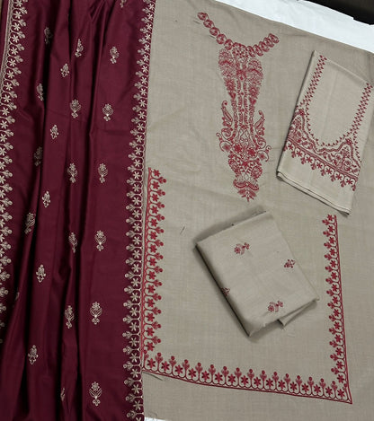 Baroque Dhanak Emb Suit