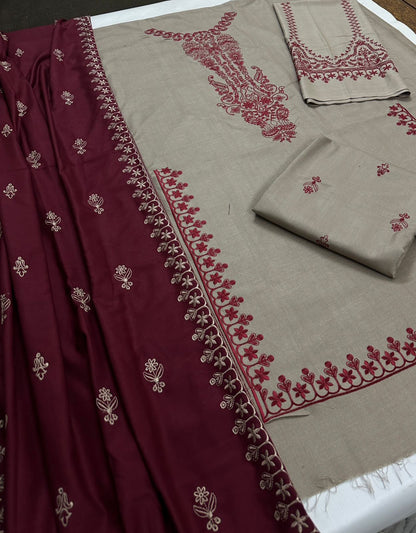 Baroque Dhanak Emb Suit