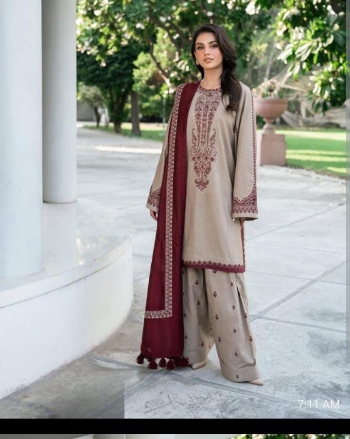 Baroque Dhanak Emb Suit