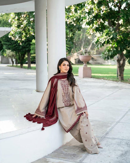 Baroque Dhanak Emb Suit