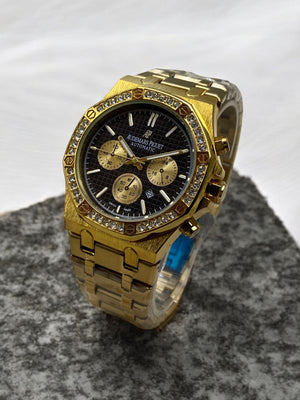 Golden Strap with Black Dial