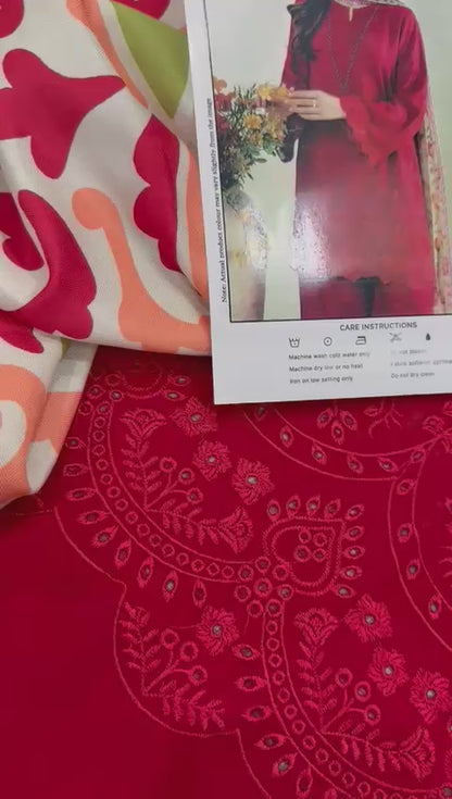 DHANAK 3PC EMBROIDERED CHIKANKARI